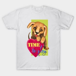 Cute dog. Baby pets. Puppy friendship love. T-Shirt